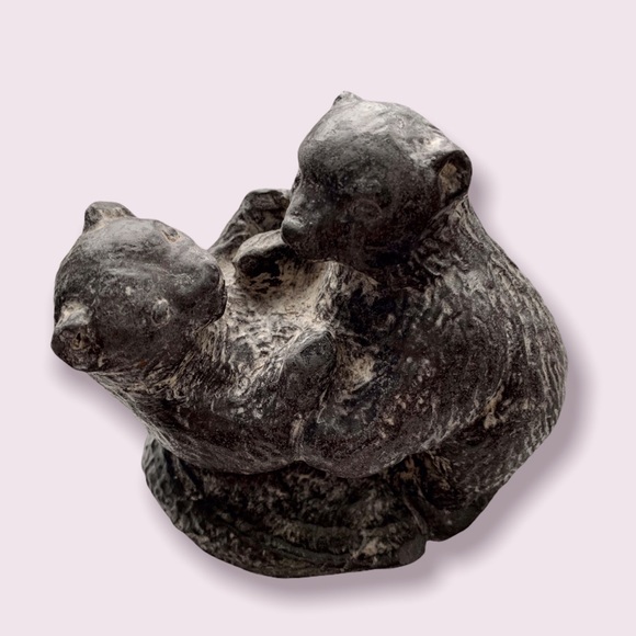 An "Al Wolf Original" Bear Cubs Soapstone Carving - Picture 1 of 8